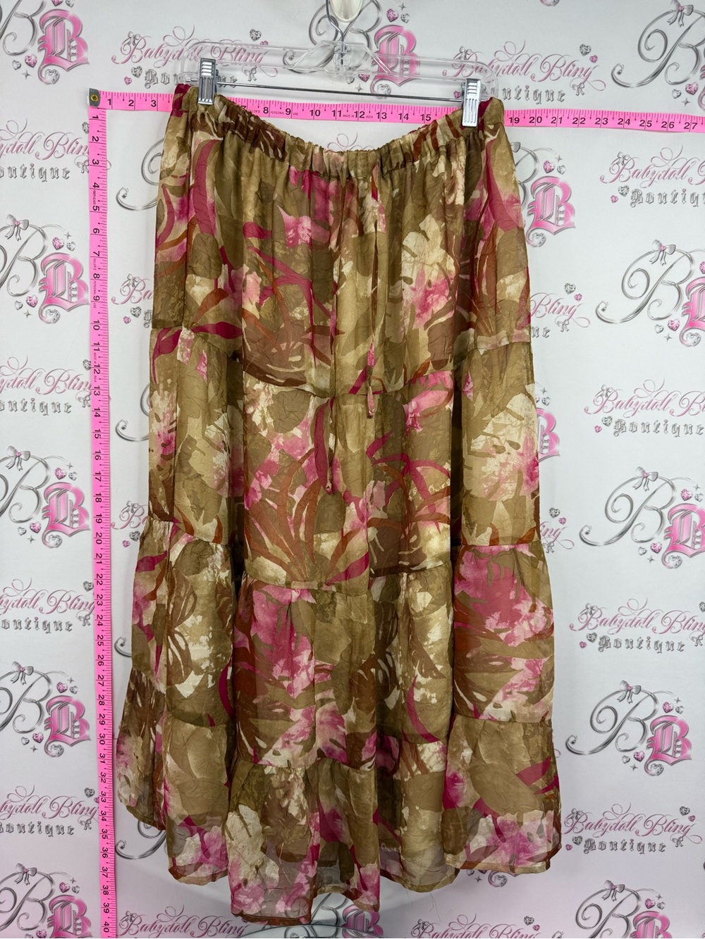 Alfred Dunner skirt ruffle tier Brown & Pink Tiered Midi Skirt